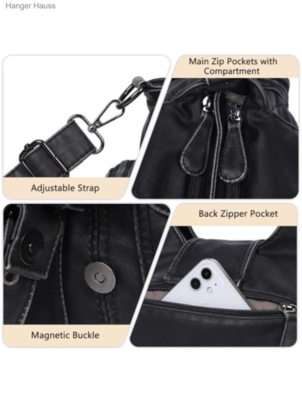 Vegan Leather Hobo Bag Women Shoulder Crossbody Tote Purse Handbag - Picture 5 of 6